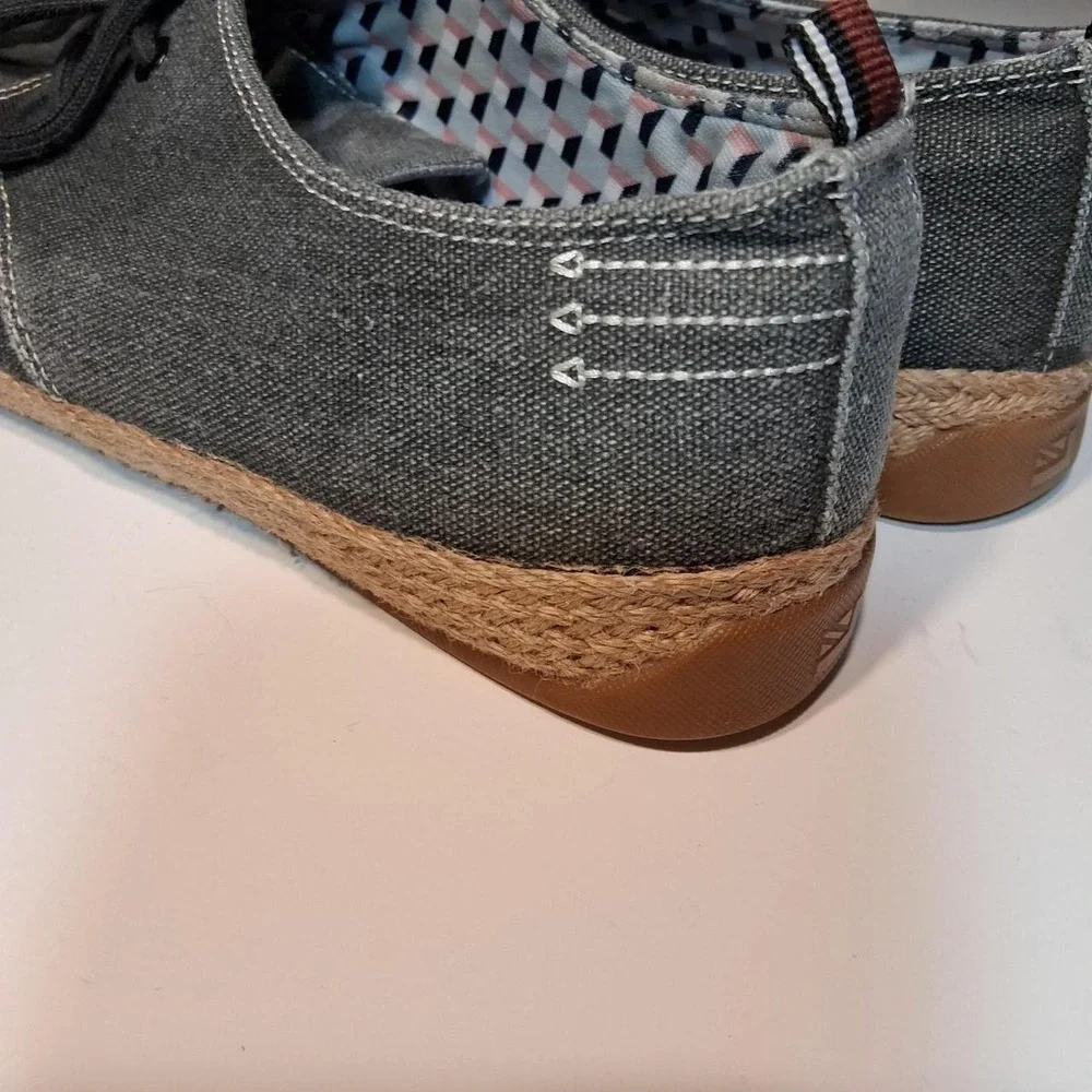 Mens gray canvas espadrille lace up shoes lightweight summer beach casual